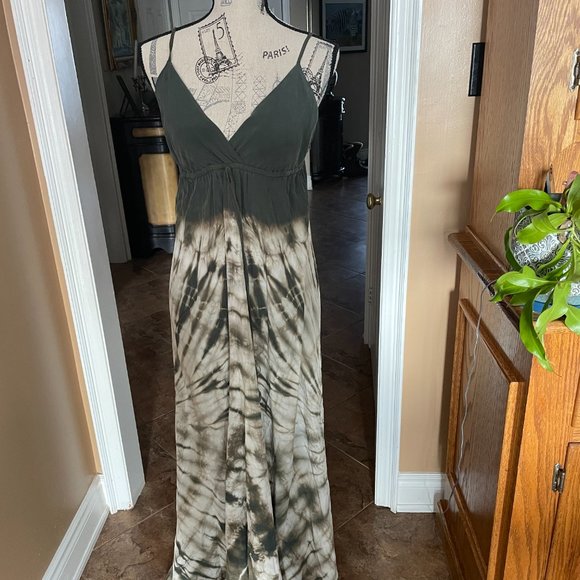 GYPSY 05 Silk Tie Dye Spaghetti Strap Maxi Beachy Boho Dress - Picture 3 of 7